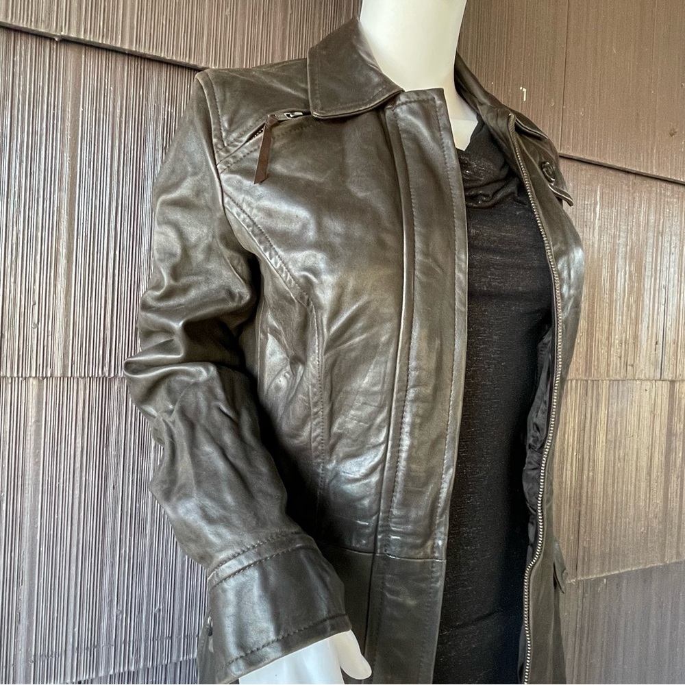 Peruvian Connection Distressed Leather Jacket Coa… - image 2